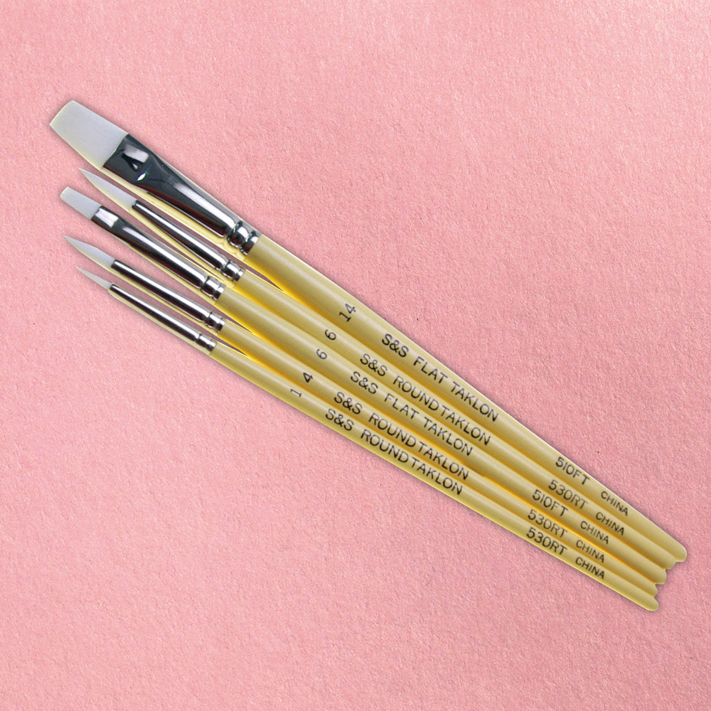 S&S Premium White Taklon Brush Set