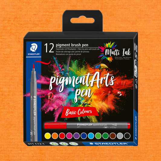 Staedtler Pigment Arts Brush Pens -Basic Colours 12-Pack