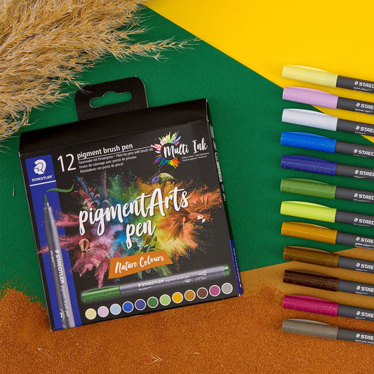 Staedtler Pigment Artist Brush Pens Nature Colours Set of 12