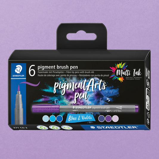 Staedtler Pigment Arts Brush Pens - Blues & Violets 6-Pack