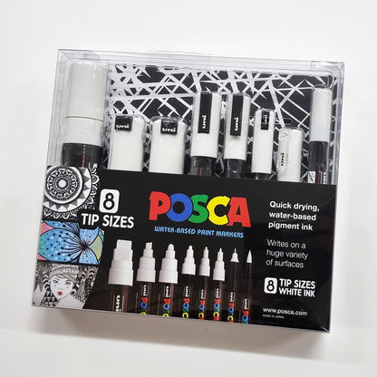 Posca White 8 Size Set
