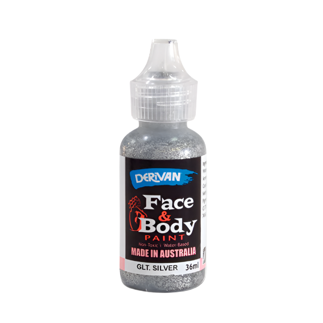 Derivan Face & Body Paint 36ml Silver Glitter