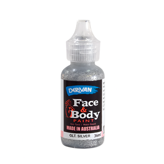 Derivan Face & Body Paint 36ml Silver Glitter